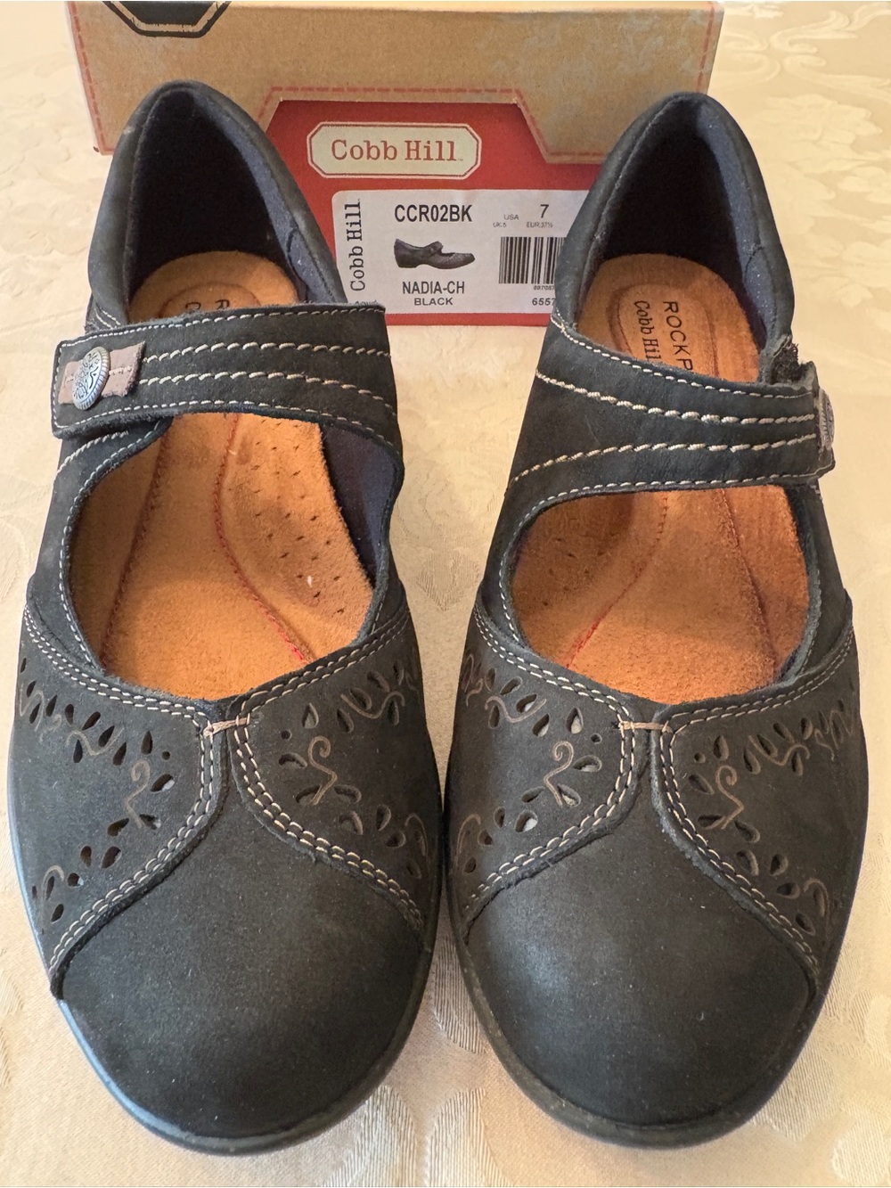 Rockport Black Mary Jane Flat with Tan Insole size 7